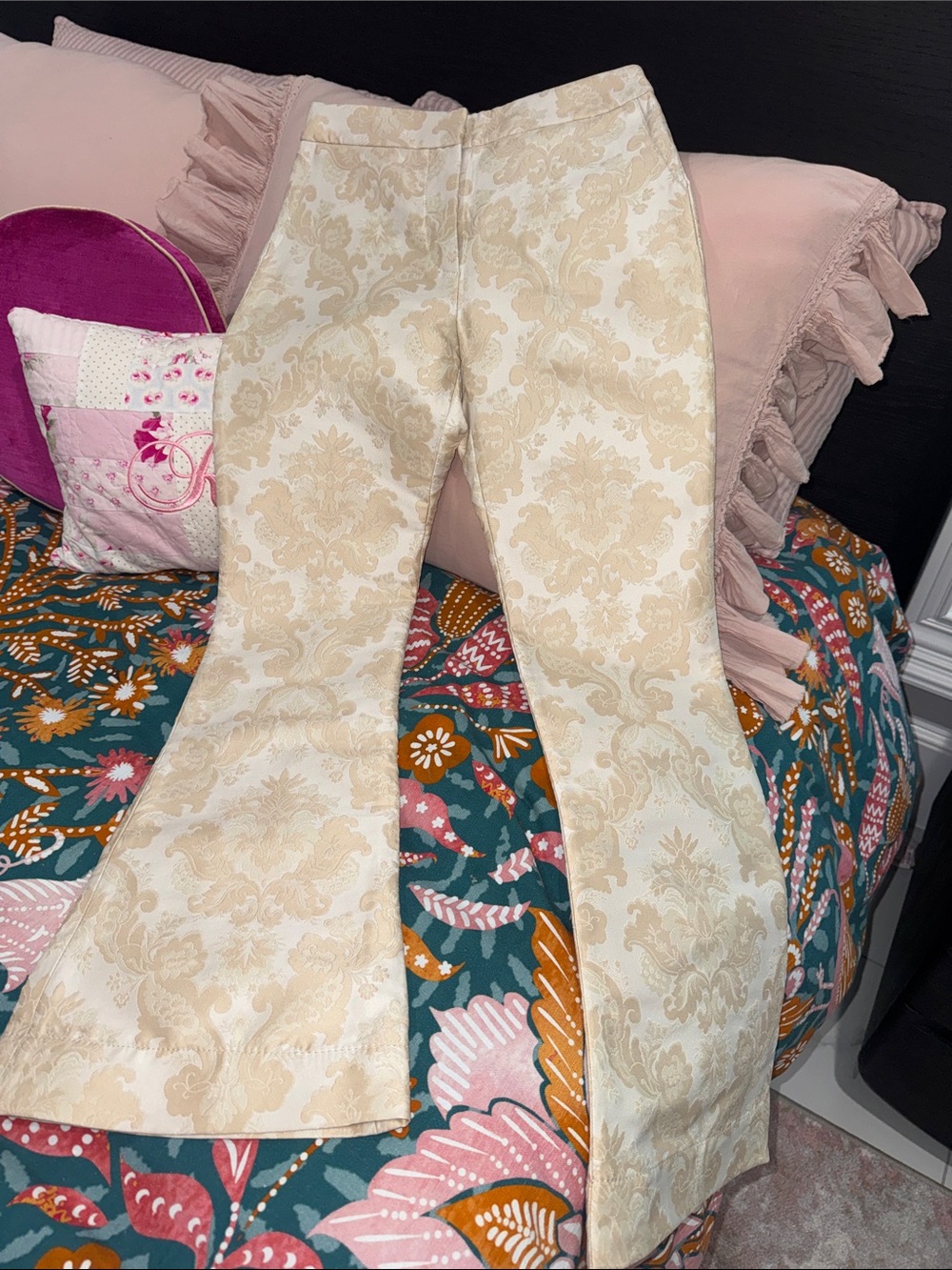 Zimmermann Cream Brocade Flared Pants